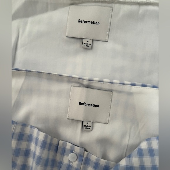 NEW Reformation Janell Two Piece Set Crystal Check Light Blue White | US 4 UK 8 - Picture 11 of 11